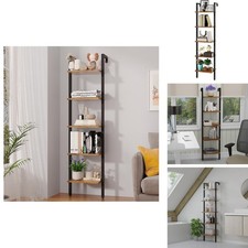 YMYNY 5 Tiers Ladder Bookcase, Industrial Wall Mounted Bookshelf, Open Display picture