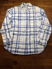 Madewell Women’s Blue Plaid Long Sleeve Button Down Linen Blend Shirt Size S picture