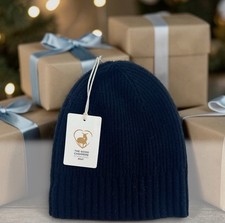Nordstrom 100% Cashmere Rib Knit Beanie Hat Black One Size Soft Luxury NWT picture