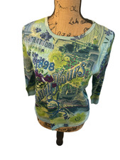 Take Two Clothing Co L Large 100% Cotton Italian Trattoria Sequin 3/4 Sleeve Top picture