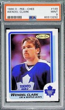 1986-87 O-Pee-Chee Hockey Wendel Clark Maple Leafs 149 PSA 9 Mint Trading Card picture