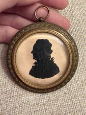 Antique Early–Mid 19th Century Portrait Miniature in Ornate Gilt Frame Mourning picture