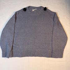 Everlane Boxy Sweater Blue Marled Organic Cotton Crew Neck Size L picture