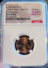 1776–2026 - D Lincoln Cent from 20 COIN Set NGC MS 68 FR 250 picture