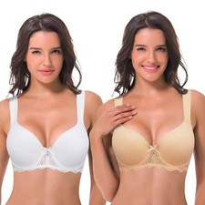 Women's Lightly Padded Underwire Lace Bra with Padded Shoulder picture