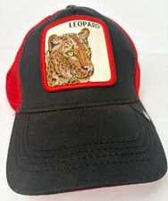 Goorin Bros Leopard Patch Trucker Hat Black Red Mesh Back Adjustable One Size picture