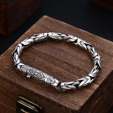 Real S925 Sterling Silver Women Men's 6mm Byzantine Link Bracelet 7.90inch L picture