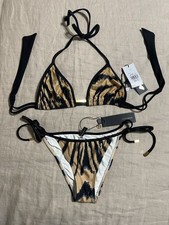 Vix Paula Hermanny black and gold tiger print bikini set Size L new with tags picture