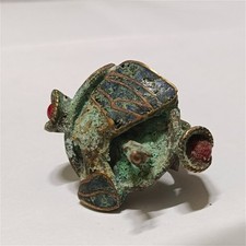 Rare Handcrafted Brass Nefertiti Ring Stone Vintage Egypt Collectible Jewelry . picture