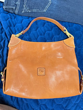 Dooney & Bourke Brown Shoulder Bag, Gold Hardware, Medium, Stitching, Card picture