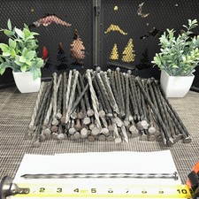 120 QTY BULK LOT- 10” 5/16 Dia. Metal / Galvanized Spiral Landscape Spikes 10in picture
