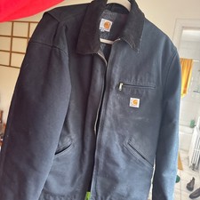 Vintage Carhartt Detroit Jacket Blanket Lined Black Made in USA Men's Large Tall picture
