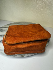 True Vintage 1970s An Ambassador Design Orange/Brown Suede Travel Case Organizer picture