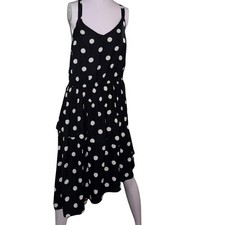 A New Day Asymmetrical Hem Black polka dot dress picture