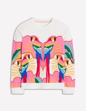 Boden Hannah Parrot Sweatshirt White Size XL NWT New picture