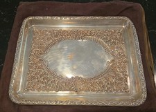 Walker & Hall Sheffield England Sterling Silver Tray, Floral Pattern,  327 Grams picture