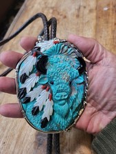 John Winston Sterling Silver Bolo Huge Turquoise Buffalo  picture
