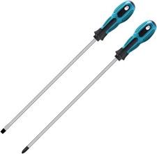 Extra Long Phillips & Flat Screwdriver Set 300Mm,  12-Inch Long Flat Blade & Cro picture