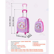 Succebuy 2PCS Kids Luggage Set 18In Hardside Rolling Wheels Suitcase with Backpa picture