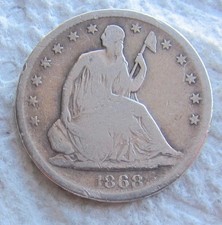1868-S Seated Liberty Half Dollar Rare Key Date San Francisco Scratched Cleaned picture