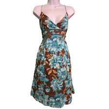 NWT Speechless Surplice Dress Juniors 11 Brown Blue Floral Y2K Spring Bloomcore picture