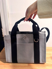 lululemon Gray/Black Medium Satchel Top Handle Detachable Strap Snap Pockets picture