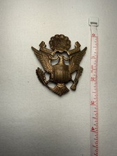Original WW2 U.S. Army Officers Metal Insignia Hat Badge w/Maker Mark GEMSCO picture