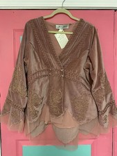 Hopeless Romantic Velveteen Top/Jacket Sz 1X Mauve Pink Victorian Stevie Nicks picture