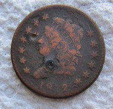 1812 Classic Head Copper Large Cent Type Coin Fine Corroded Plugged Cleaned picture
