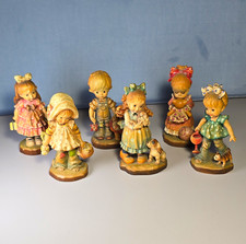 ANRI Sarah Kay Hand Carved Hand Painted Wood Figurines Set of 6 Italy picture