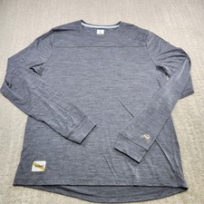 Tracksmith Harrier Shirt Men Large Merino Wool Blend Running Long Sleeve Gray  picture