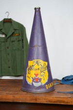 Vintage Riveted Megaphone 40s 50s Vintage Cheerleader Band Tiger School Mascot picture