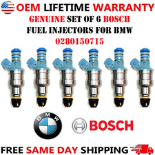 OEM BOSCH x6 Fuel Injectors for 1987-1997 BMW 2.5L I6 5.0L 5.4L 5.6L #0280150715 picture