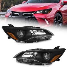 Pair Headlights Assembly For 2015 2016 2017 Toyota Camry Headlamps Black picture