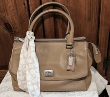 COACH 2001 Y2k HandBag Purse Turn Lock/Zip w/Coach Scarf GREAT CONDITION picture