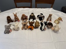 Ty Beanie Babies Lot of 15 Animals Bongo Derby Chocolate Pouch Vintage Tags picture