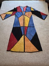Vintage Adrienne Landau Patchwork Pig Suede Crochet Trim Long Coat Jacket Large picture