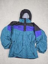 Vintage Columbia Jacket Mens Small Green Teal Purple Hooded Parka Insulated 90s picture