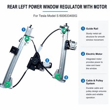2012-2020 Tesla Model S Rear Left Door Window Regulator & Motor 6006334-00-G picture