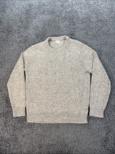 Knit For J Crew Sweater Mens M Chunky Knit Beige Fisherman Cotton Classic picture