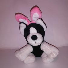 Animal Adventure Black White Puppy Dog Pink Rabbit Ears Stuffed Animal Plush picture