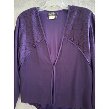 Wild Rose Topper Sz 14 Purple Lace Accent Peplum Vtg 90s Whimsigoth Romantic USA picture