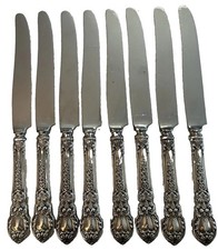 Reed & Barton Francis I Sterling Handle Stainless Dinner Knives Set of 8 picture