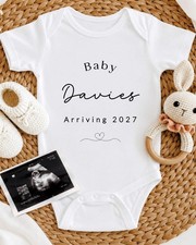 Personalised Baby Announcement Vest: Custom Surname, Pregnancy Reveal Grow picture