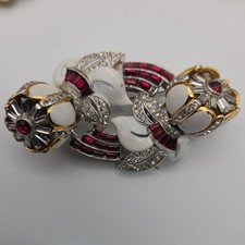 Coro Duette Quivering Camellia Trembler Dress Clip Brooch Set 1940s  Katz READ picture