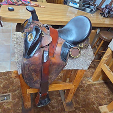Australian stock saddle. Brown And Black. 16 in picture