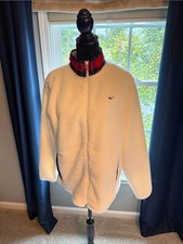 Vineyard Vines On-The-Go Full Zip Sherpa Jacket Plaid White & Red Medium picture