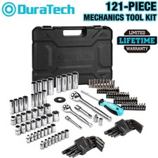 DURATECH 121PC Mechanics Tool Kits SAE/Metric Sockets Set 72-Tooth Drive Ratchet picture