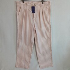 Aiyino Fashion Women's Pleated Trousers Size L Pink White Pinstripe NWT picture