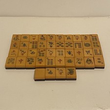 Vintage BAKELITE OR CATALIN Mah Jong Tiles, 44 Pieces, Butterscotch Two Tone picture